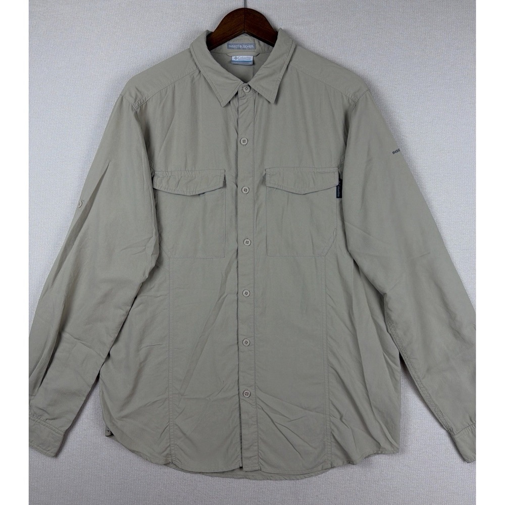 Columbia Insect Blocker Roll Tab Button Shirt Mens Size L Hiking Fishing Outdoor